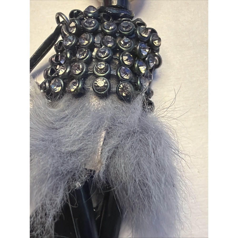 Vintage Y2K Paris black Crystal Mesh real fur skirt Diva Doll  Necklace rare - Picture 5 of 5